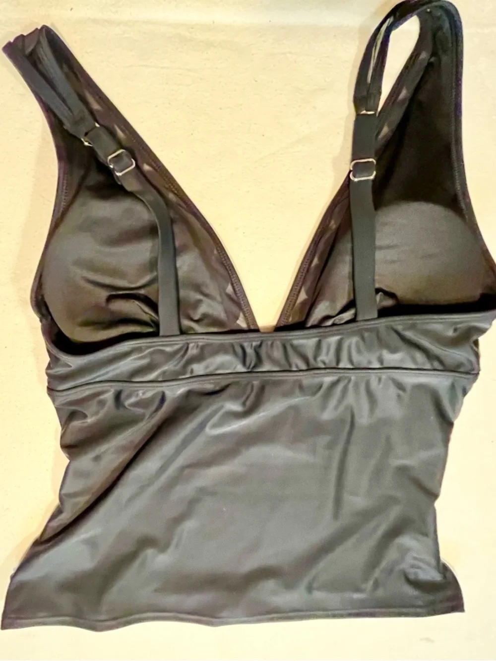 NEW Cupshe Black Scallop V-Neck Tankini Swimsuit Set Size XL - Picture 9 of 12